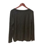 Michael Stars  Vali Black Long Sleeve Velvet Top Vneck Side Slits M Relax Fit Photo 3
