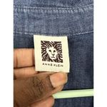 Anne Klein  1/4 Zip Pullover Chambray Top Blouse 3/4 Sleeve Blue Measures As Sz L Photo 3