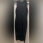 H&M Black Lace V-Neck Fitted Bodycon Midi Dress Photo 7