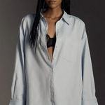 Anthropologie  Maeve The Bennet Oversized Buttondown Shirt Oxford Edition Blue XS Photo 0