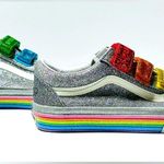 Vans x Flour Shop Old Skool V Glitter Rainbow Skate Sneaker Shoe Size 7 NWOB Photo 0