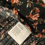 American Eagle  Size S Black Floral Cap Sleeve Front Tie Smocked Waist Crop Top Photo 10