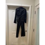 Cache  Pant Suit Set Womens 2 4 Black Satin Lace Floral Beaded Two Piece Formal Photo 5