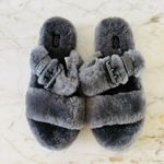 UGG  AUSTRALIA Grey Fuzz Yeah Slide Slippers - US 7 Photo 1
