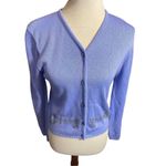 New Moves Vintage Violet Blue Floral Beaded Button Front Cardigan Size Large Photo 2
