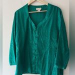 Victoria's Secret  Gold Label Vintage Green Patterned 100% Silk Night Shirt Photo 0