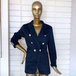 T Tahari NWT  Denim Knit Long Double Breasted Power Blazer, 12 Photo 1