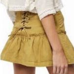 Free People  Postiano Skirt Olive Green Lace Up Tie Back Mini size 8 Photo 2