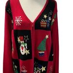 Tiara International Embellished Christmas Holiday Full Zip Cardigan Sweater Photo 0