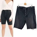 Free People  We The Free Crvy Bermuda Shorts‎ Exposed Button Fly Faded Black 34 Photo 1