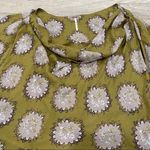 Free People Floral Draped Surplice Sage Blouse Top Shirt XS Boho Faix wrap Photo 7