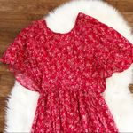 Hinge  Red Floral Flutter Sleeve Maxi Dress Photo 3