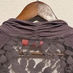 Elle Purple Gray Lace Back Open Front Cardigan Size XL Lightweight Long Sleeve Photo 7