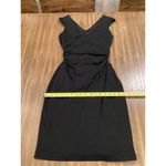 David Meister  ruched waist Bodycon simple black mini Dress V Neck Sleeveless 6 Photo 3