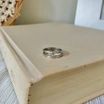 Silver Bamboo Promise Ring Engagement Band Clear Diamond Simple Elegant Earthy Jewelry Photo 3