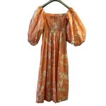 Tanya Taylor  peach Alora midi dress size 4 floral cotton D1 Photo 2