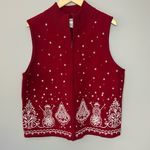 Talbots Vintage Winter Snowman Embroidered Beaded Merino Wool Sweater Vest XL Photo 0