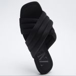 ZARA  FLAT QUILTED SANDALS SLIPPERS SLIP ON SLIDES BLACK 7.5/38 EUC Photo 1