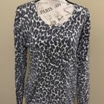 Merona Gray Animal Print Long Sleeve Sweater Top Photo 0