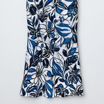 Banana Republic Floral Slip Midi Dress Blue White Linen Cotton Size 6 Tall Photo 4