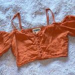 Kerrick Women's Orange Puff sleeve Eyelet Top Photo 2