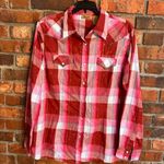 Wrangler  womens plaid pearl snap western cowgirl rodeo snap front shirt red L Photo 0