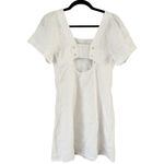 Madewell New Eyelet White Square Neck 100% Linen Mini Dress Size 0 Photo 5