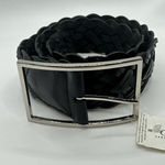 Perry Ellis  Black Leather Braided Women's Belt New Size Medium Silver Buckle‎ Photo 0