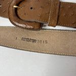 Nordstrom VTG Ostrich Leather Belt Women Size L Brown Wide Buckle Statement Photo 3