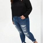 Torrid  Georgette Black Bow Tie Blouse Long Sleeve, Lightweight 2X E2 Photo 0