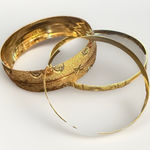 Source Unknown Set of 3‎ Bangle Bracelets Gold, Rose Gold and Silver Tone Photo 0