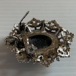 Vintage Baroque Opal Style Glass Brooch Pendant Gold Ornate Frame Pin Victorian Silver Photo 6