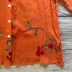 Ana & Rose Linen Embroidered Blouse Womens Size M Floral Boho Button Up Hippie Orange Size M Photo 3