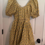 Rhode Anika Floral Yellow Mini Dress balloon puffy sleeves sz small EUC Gold Photo 0