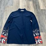 Tory Burch  silk navy printed top floral boho classic formal fall designer $300 Photo 2