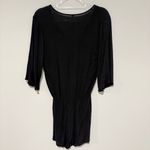 Elan  Elegant crepe V-neck faux wrap Romper black size large Photo 1
