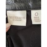 Weekends by Chico's Jacket Blazer Black Faux Leather Front Size 0 Photo 3