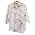 Habitat  White Multicolor 3/4 Sleeve Assymetrical Shirt Sz XL Photo 1