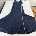 Alex Evenings Navy Blue Sequin Lace Trumpet Sleeveless Dress Jacket Size 8 Photo 13