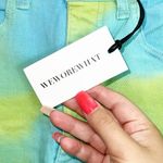 We Wore What  Tie Dye Green And Blue High Rise Raw Hem Flare Bell Shorts Photo 3