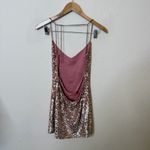 H:ours  Vega Dress in Quartz Rose Gold Sequin Mini Bodycon Chain Womens Size M Photo 6