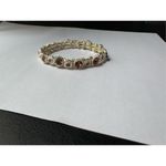 Vintage Womens Amber & Silver Heavy Floral Stretchy Slip On Bracelet Photo 2