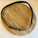 Vintage 90s Gold & Black Vegan Leather Floral Lace Beaded Trim Belt Size Large Photo 2