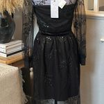 LICHI Whimsical Goth Formal Lace Beaded Long Sleeve Black Dress Size XS Photo 5
