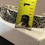 Sterling Silver  Granulated Oxidized Scroll Cuff Bracelet Vintage Photo 12