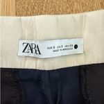 ZARA  Pants Wide Leg Contrast Waistband Size S Navy Blue White Photo 2