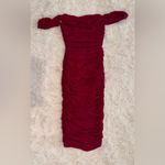 House Of CB NWOT  Carlotta Red Ruched Mesh Off the Shoulder Midi Dress sz XS Photo 4