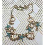 Charming Charlie MINT Condition Beachy Chain Gold Tone Blue Sea Star Stations Photo 7