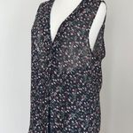 Vintage 90s Black Floral Sleeveless Vest Cardigan Top Grunge Cottage Blouse M Size XL Photo 0