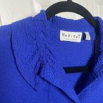 Habitat  Womens XS Blue Textured Art To Wear Top Button Collared Photo 4